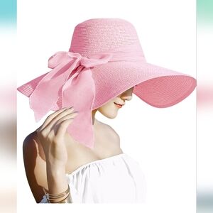 Pink Wide-Brim Hat NWOT